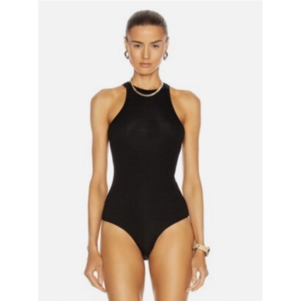 Agolde Size Small Rianne Sleeveless High Neck Racerback Ribbed Thong Bodysuit